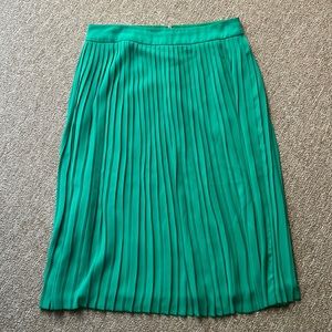 J Crew Green pleated skirt